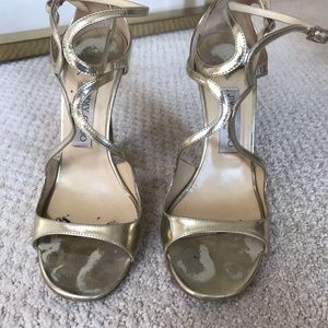 Well loved gold Jimmy Choo Lang cage sandals